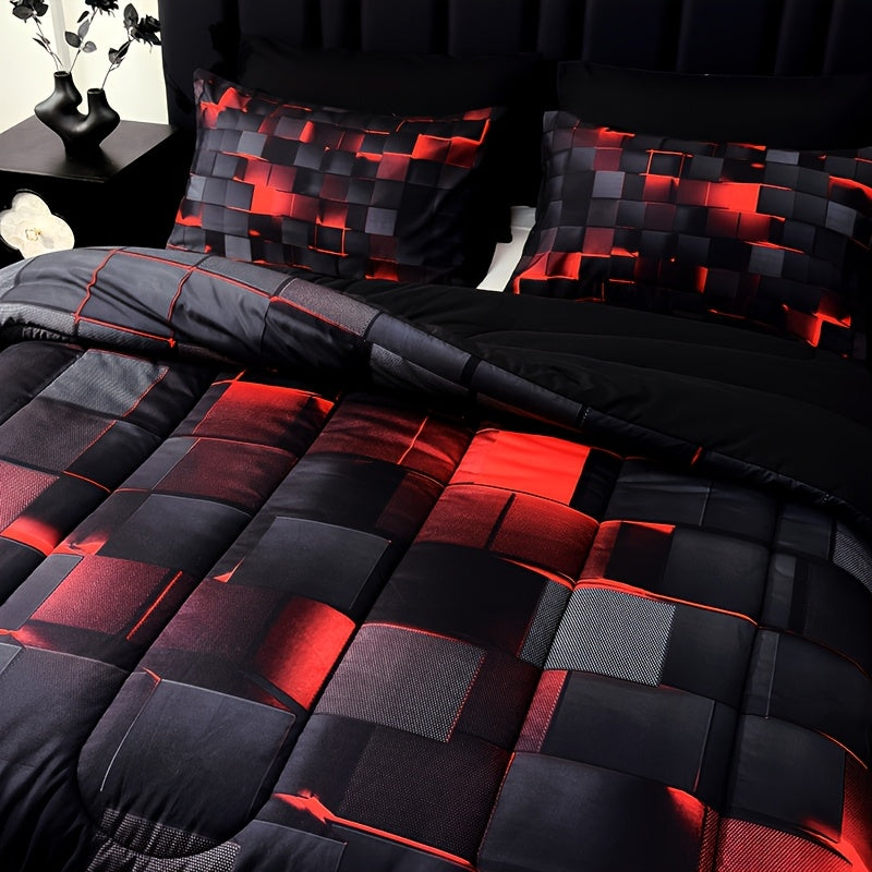 3-Piece Super Soft Fashion Grid Quilt Set