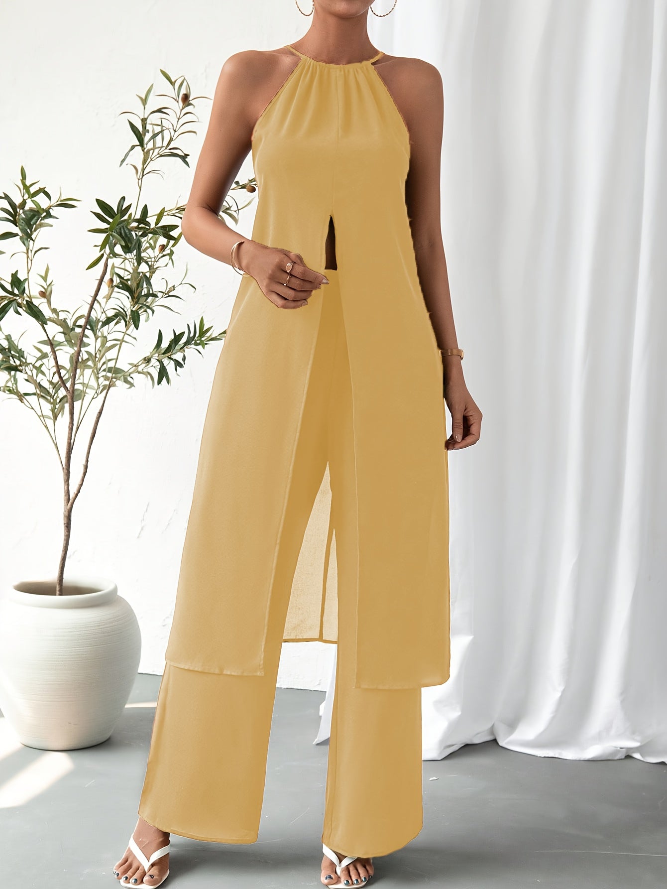 Elegant Casual Solid Color Women's Camisole 2pcs Set