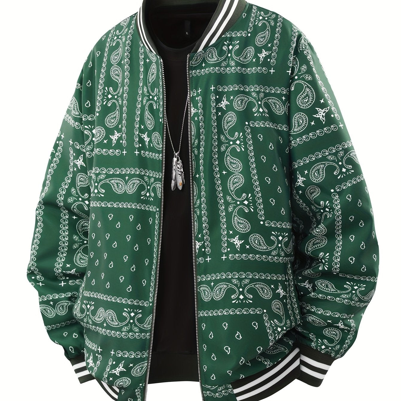 Men’s Vintage-Inspired Paisley Bomber Jacket