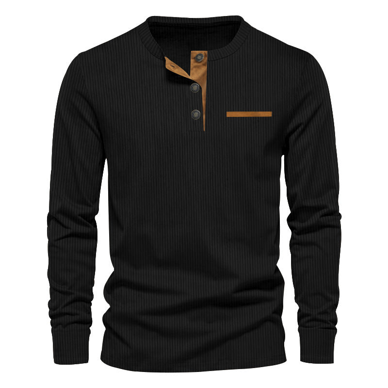 Men’s Independent Stand Corduroy Casual Henley.