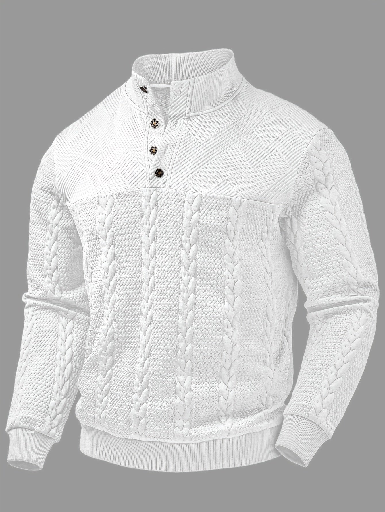 Men's Henley Shirt – Soft Stretch Long Sleeve Button-Up with Elastic Hem