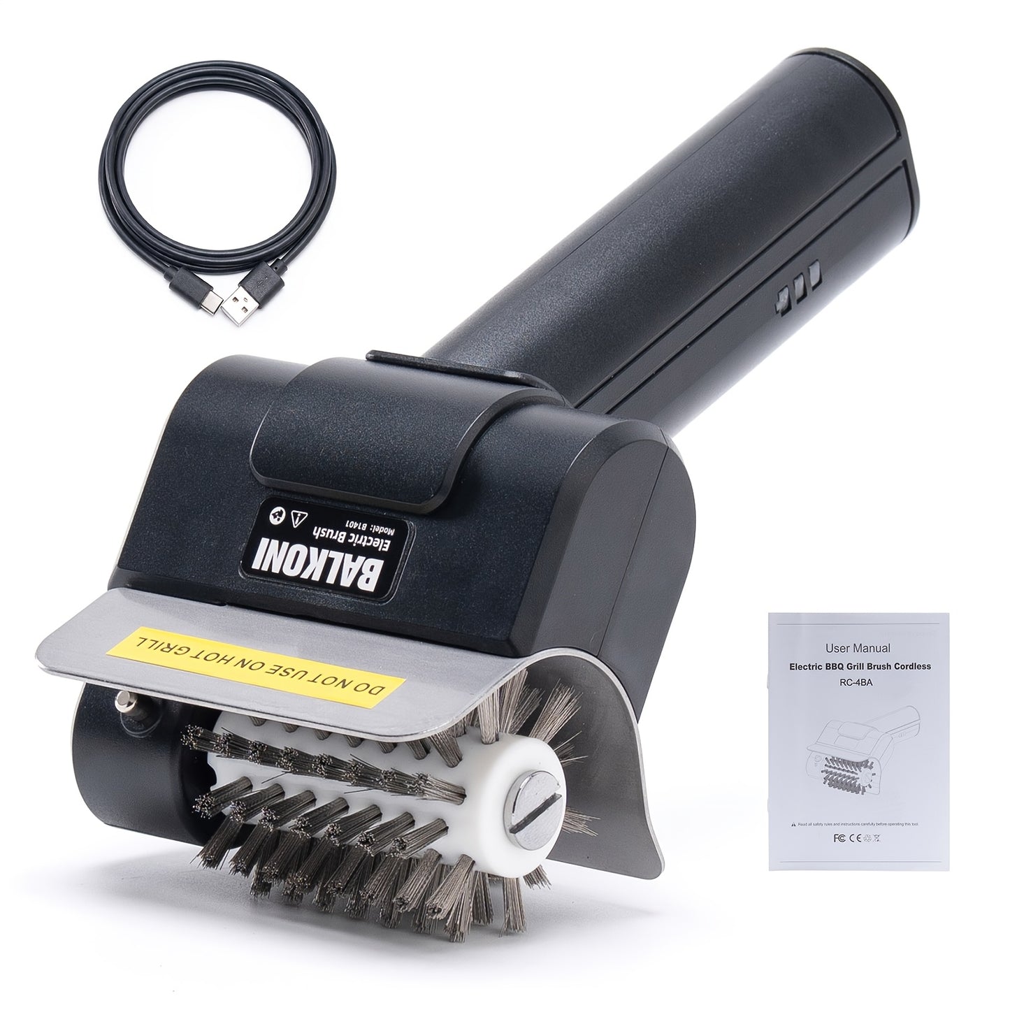 Electric Rechargeable Grill Brush, Spinning Stainless Steel Bristle BBQ Brush