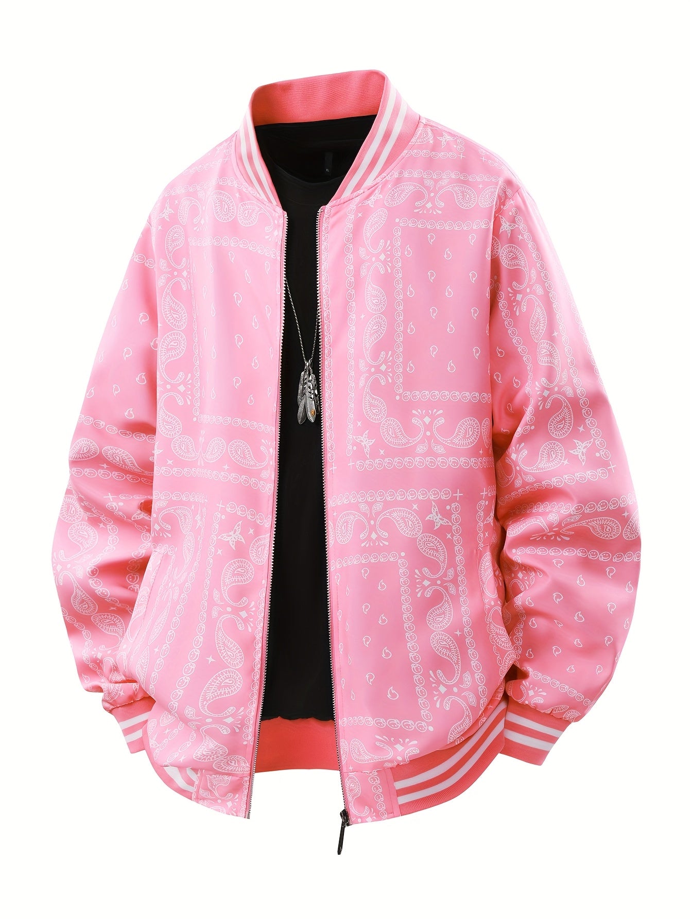Men’s Vintage-Inspired Paisley Bomber Jacket