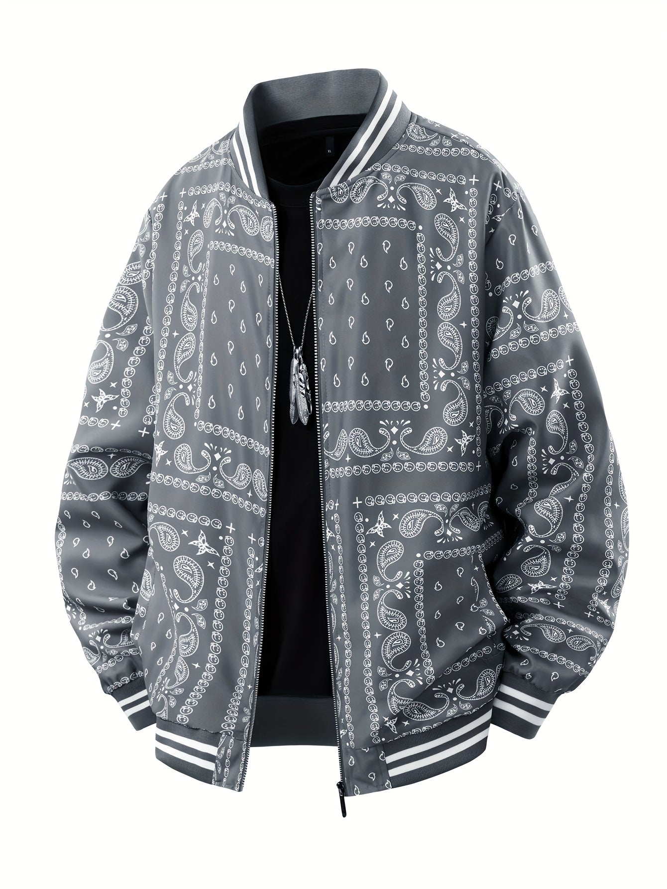 Men’s Vintage-Inspired Paisley Bomber Jacket