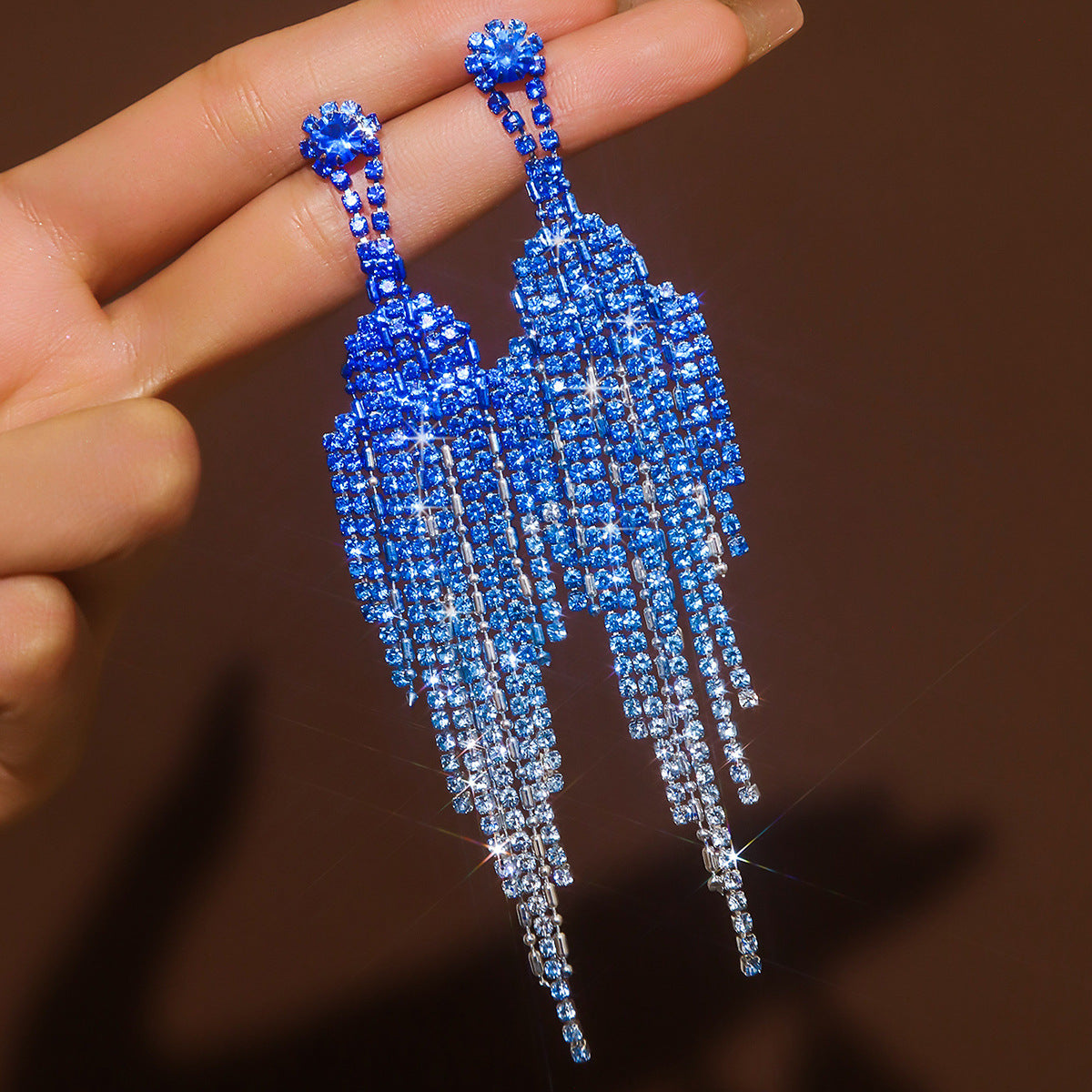 Luxury full Rhinestone Tassel Earrings
