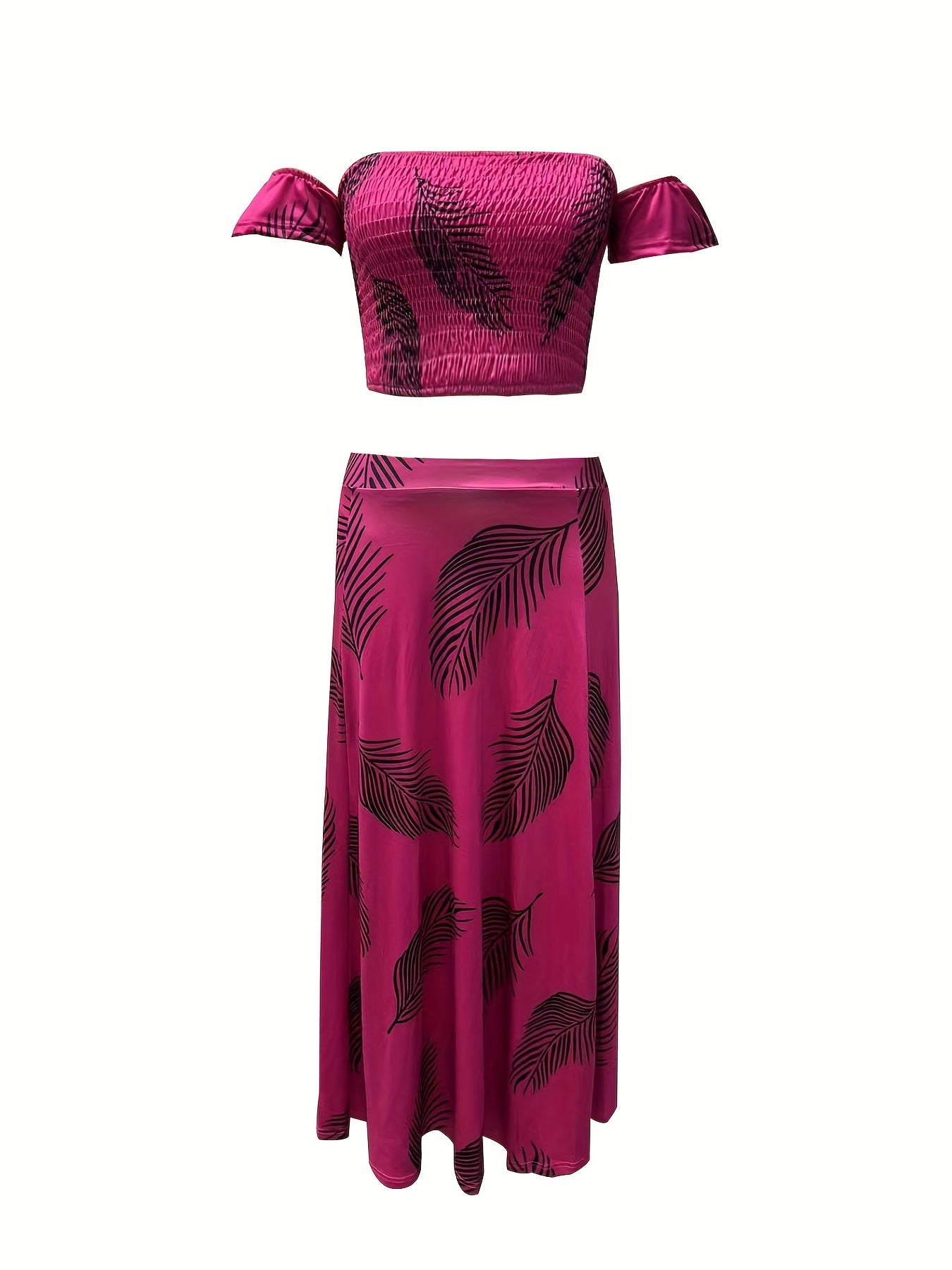 Boho Plants Print Vacation 2-Piece Set