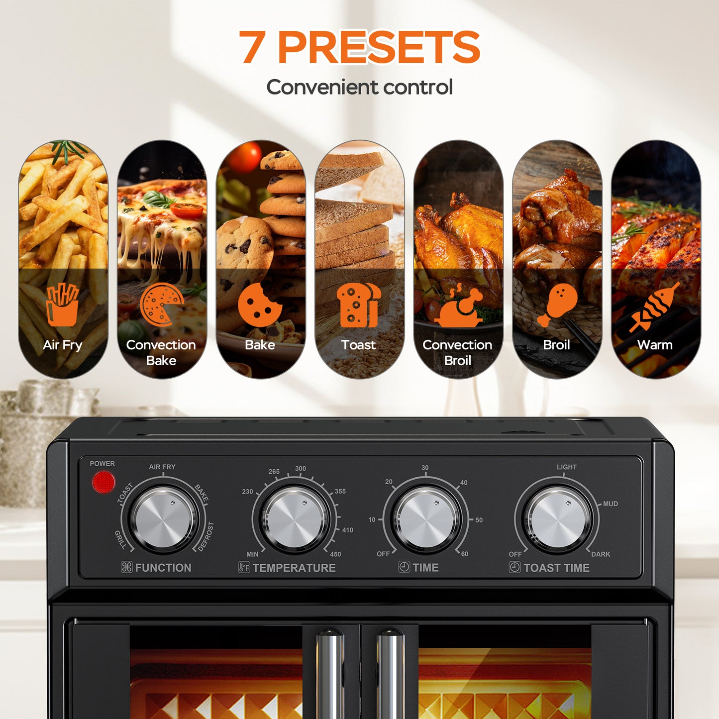 29QT French Door Air Fryer Toaster Oven (1700W Black