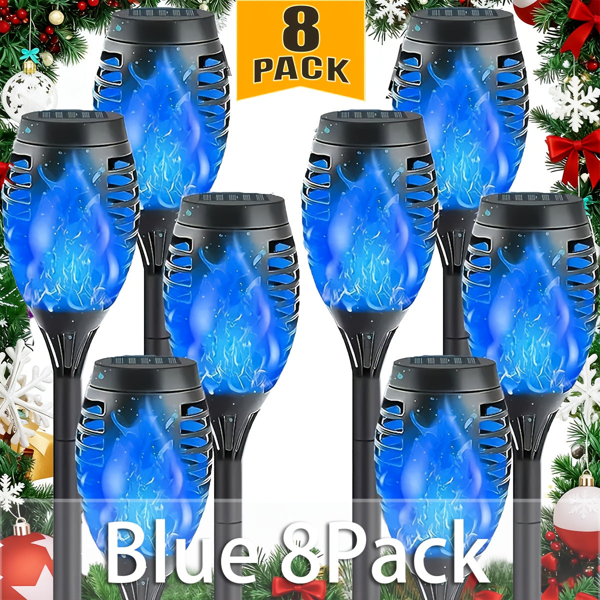 8-pack of Solar Flickering Flame Torch Lights