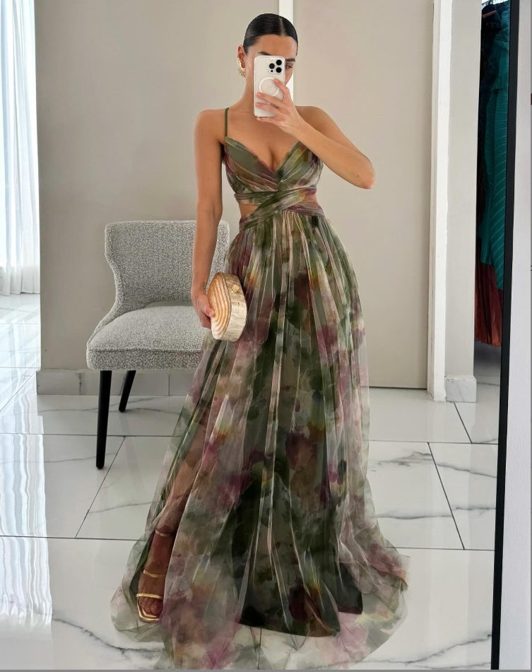 Ladies' Mesh Printing Slip Dress