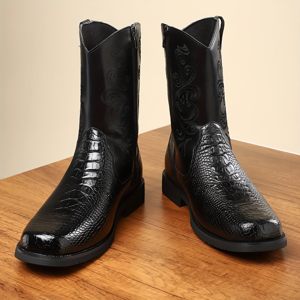 Plus Size Men's Vintage High Top Western Cowboy Boots