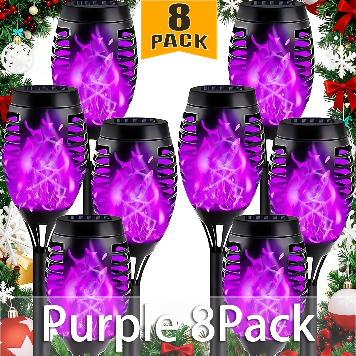 8-pack of Solar Flickering Flame Torch Lights