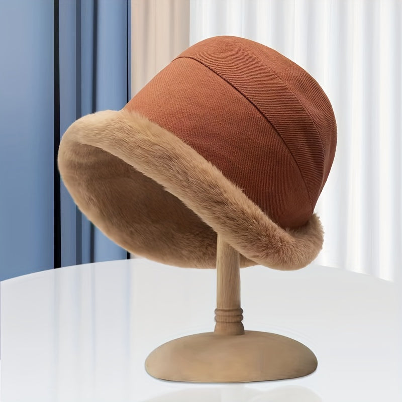 Winter Thermal Bucket Hat – Faux Fur Plush Ear Protection Warmer