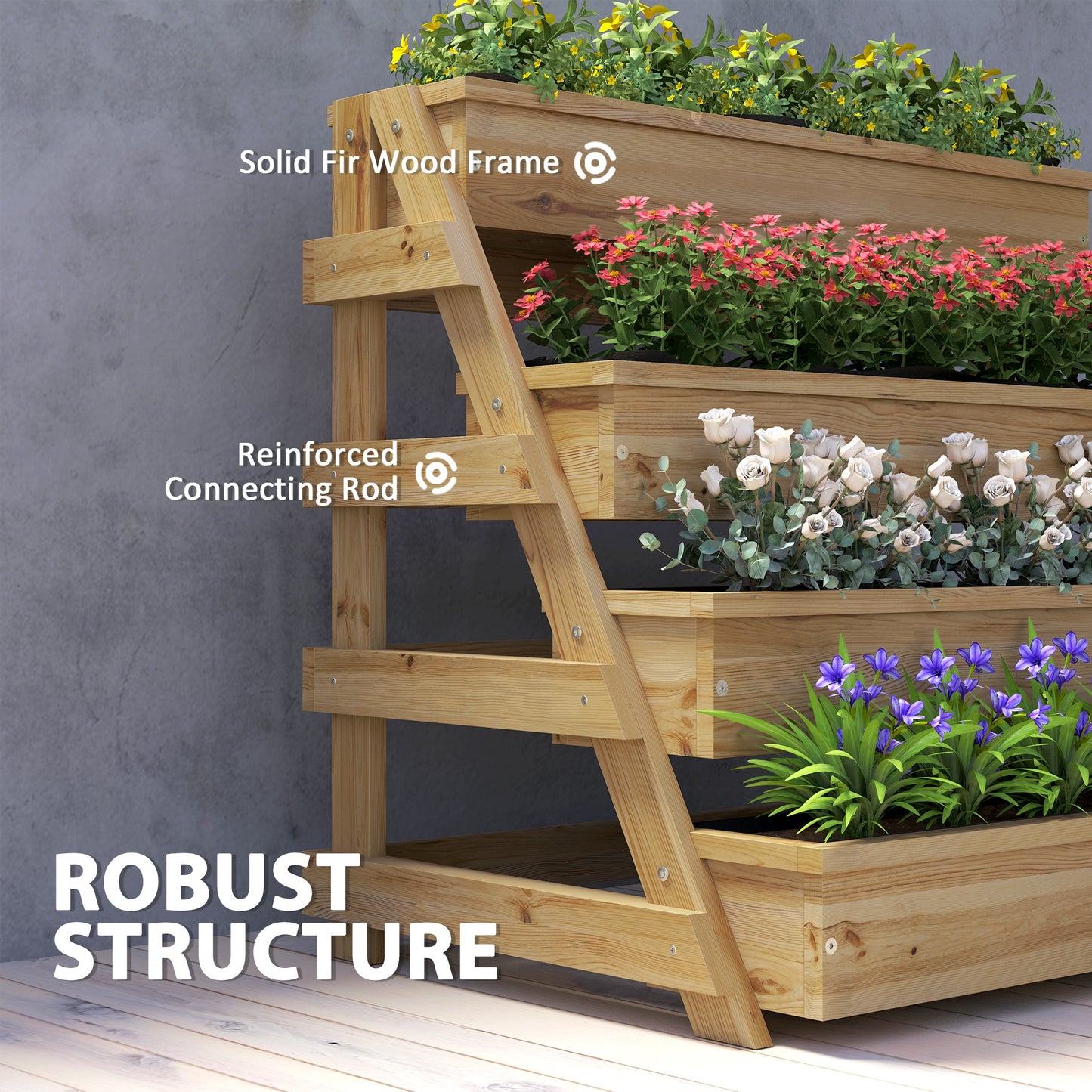 4-tier vertical raised garden bed with drainage holes