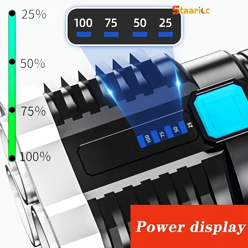 1pc LED Flashlight with Powerful 4 LEDs & COB Side Light