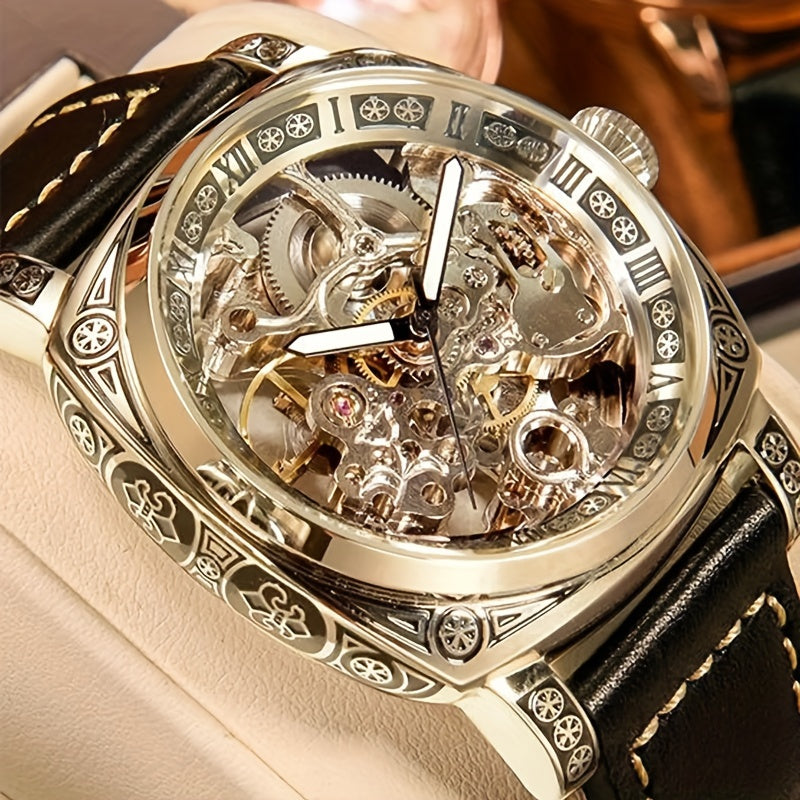 Luxury Golden-Tone Men's Automatic Mechanical Watch