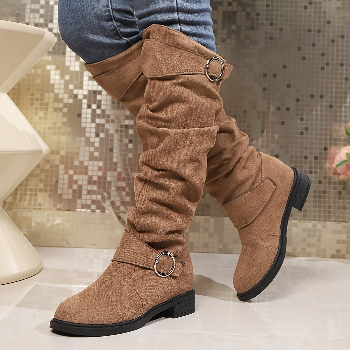 Women’s Solid Color Trendy Knee-High Boots