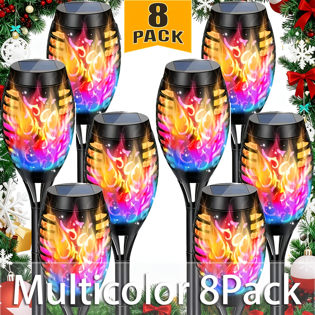 8-pack of Solar Flickering Flame Torch Lights