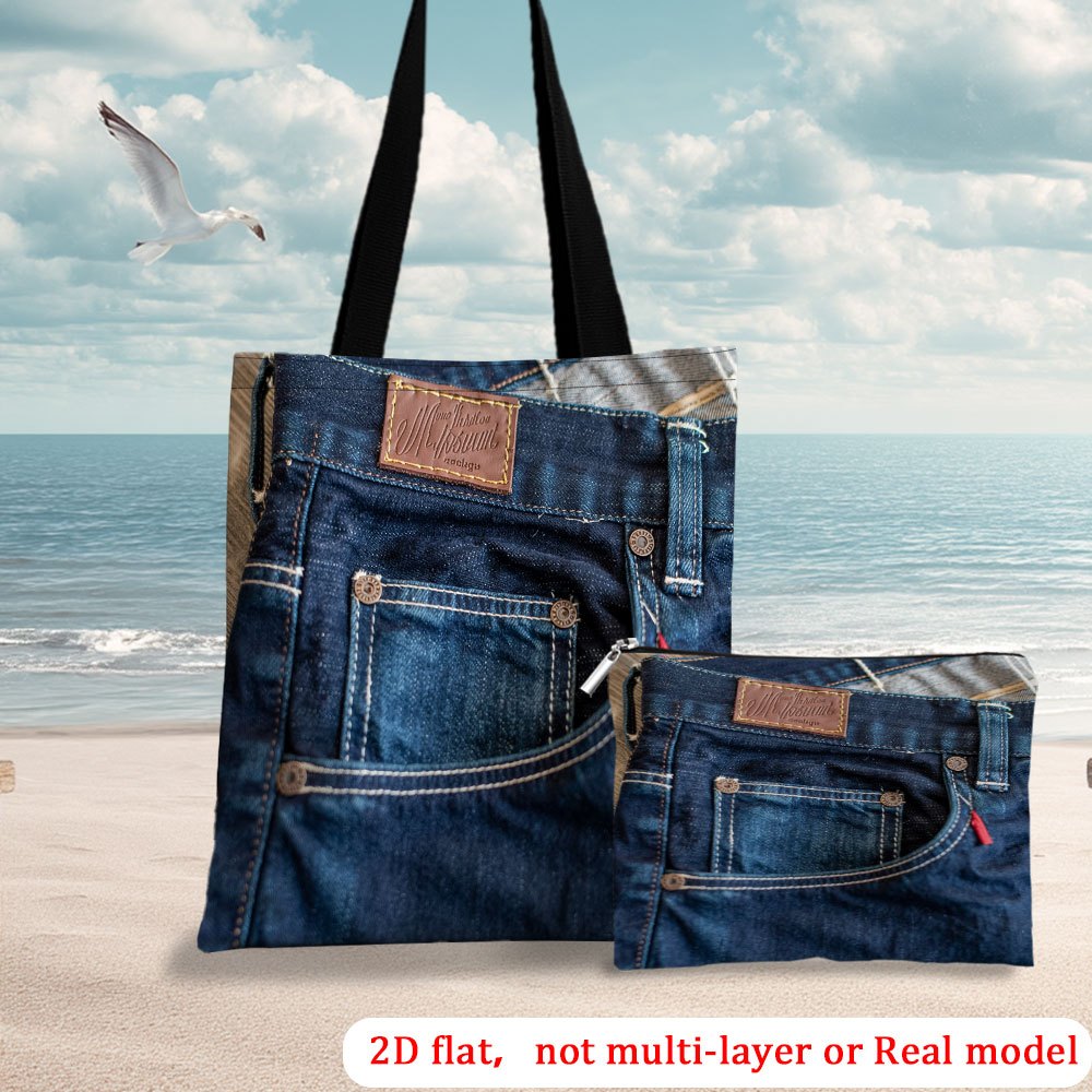 2D Flat Printing Blue Tote Bag Set – 2 Pieces