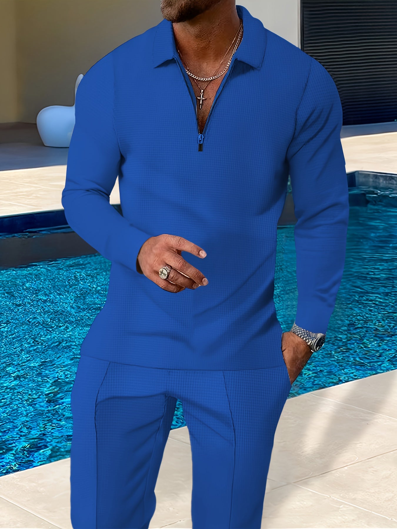 Men's Casual Polyester Sweatsuit Set