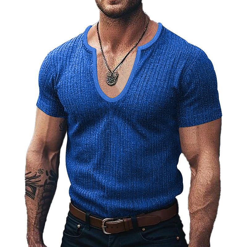 Men’s Slim Fit V-Neck T-Shirt – Solid Color Casual Basic Tee