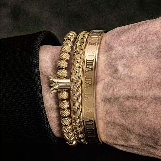 Luxury Roman Royal Crown Charm Bracelet for Men