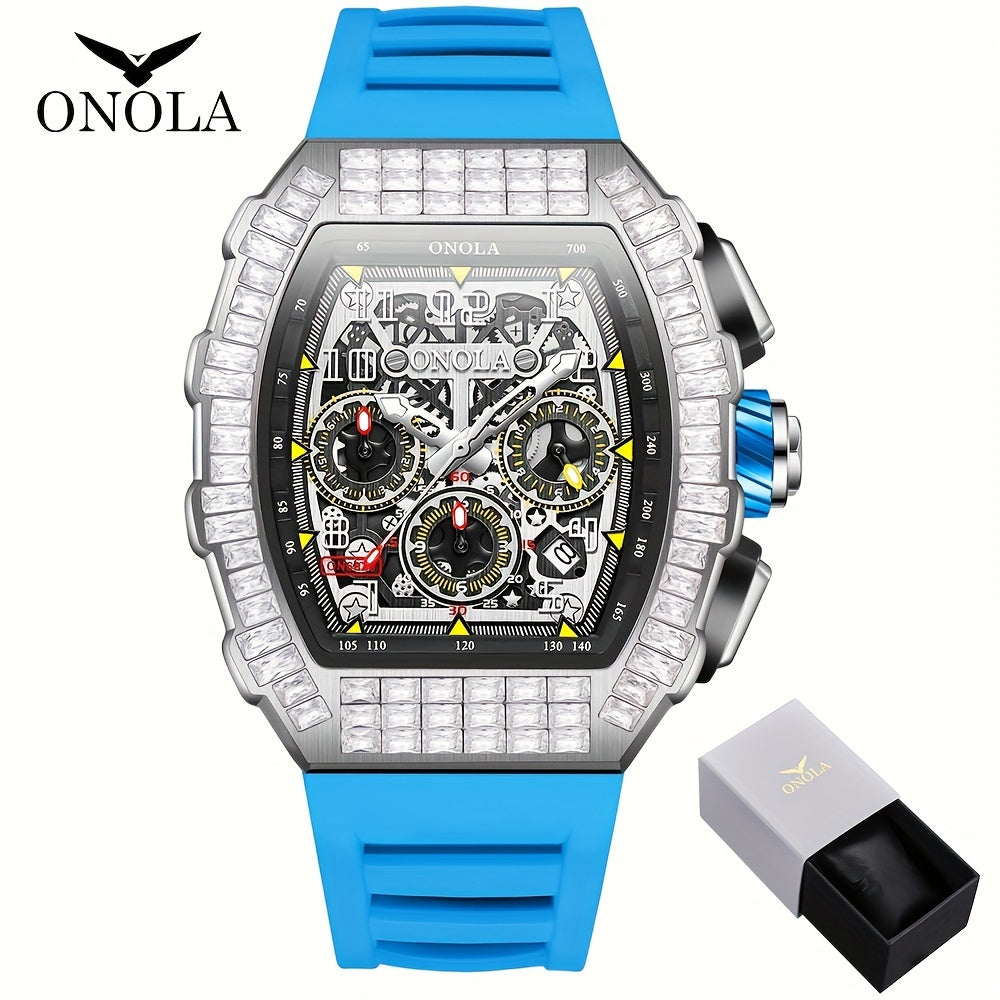 ONOLA Men's Automatic Mechanical Watch – Barrel-Shaped Tourbillon Elegance