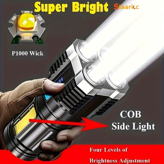 1pc LED Flashlight with Powerful 4 LEDs & COB Side Light
