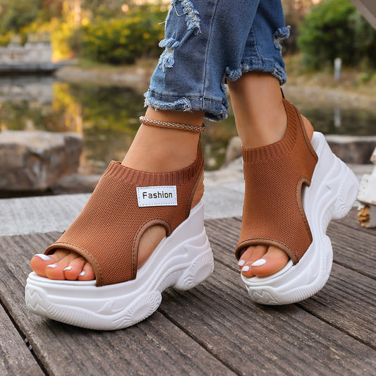 Summer Fish mouth Chunky Wedge Sandals – Women’s Casual Breathable Daily Footwear