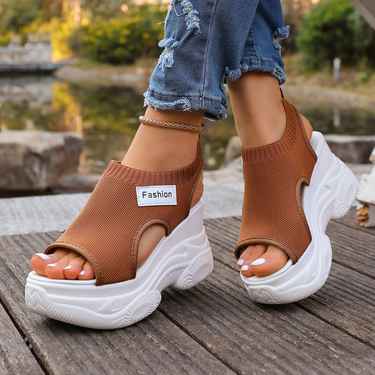 Summer Fish mouth Chunky Wedge Sandals – Women’s Casual Breathable Daily Footwear