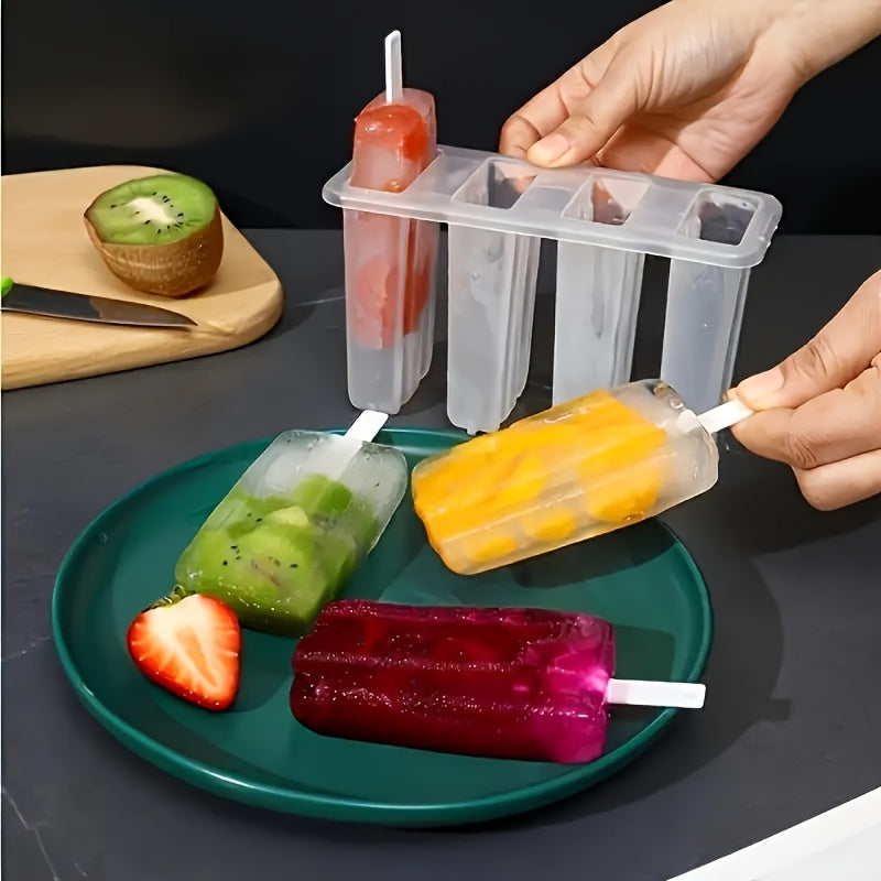 4pcs Ice Cream Mold Set – Reusable DIY Popsicle Maker for Summer Fun