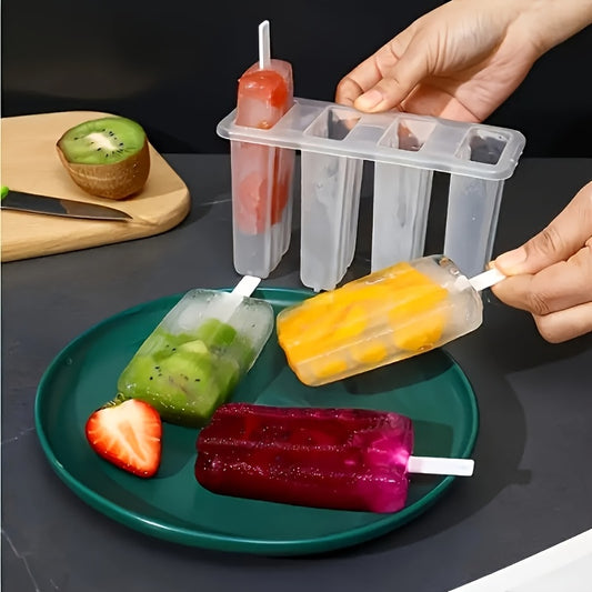 4pcs Ice Cream Mold Set – Reusable DIY Popsicle Maker for Summer Fun