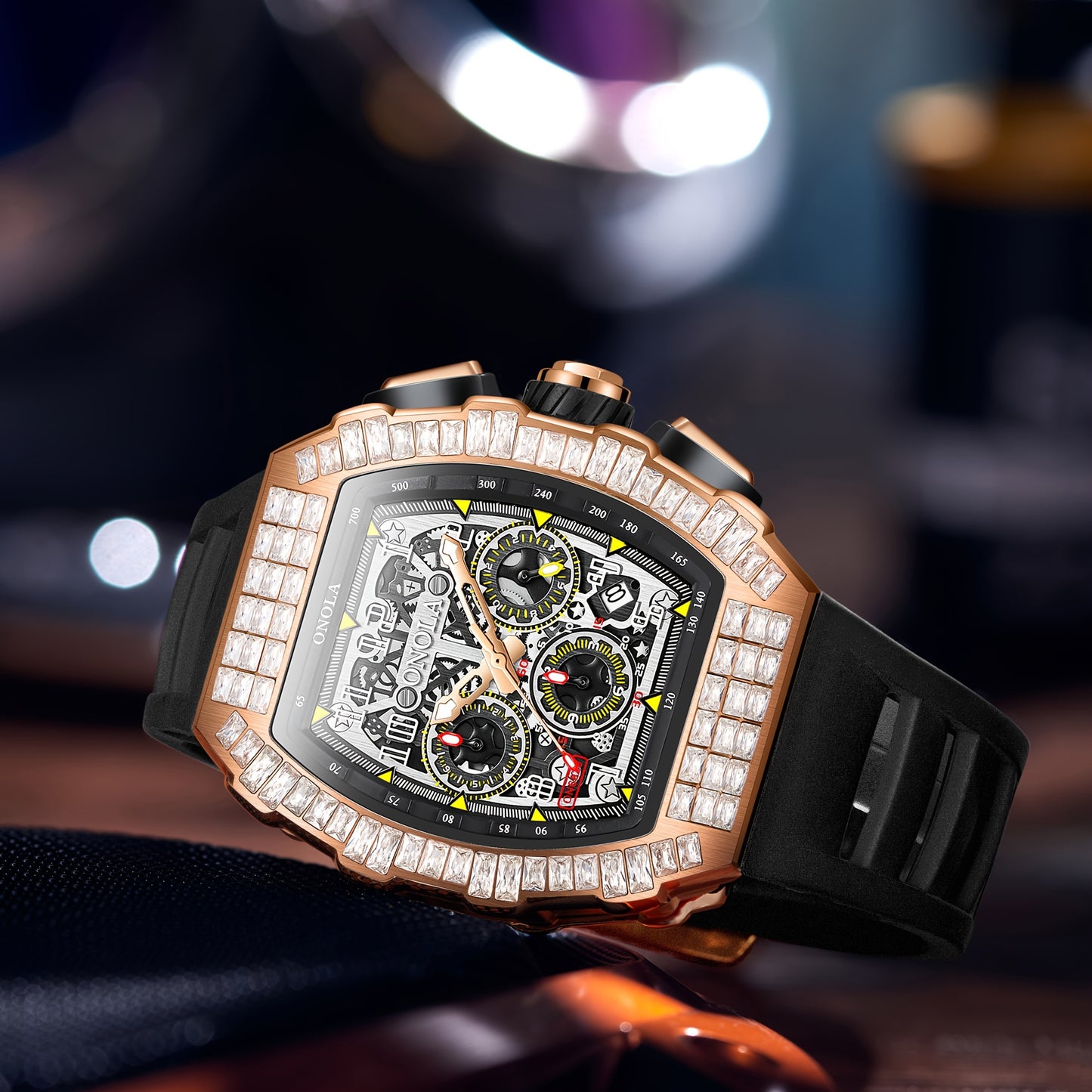 ONOLA Men's Automatic Mechanical Watch – Barrel-Shaped Tourbillon Elegance