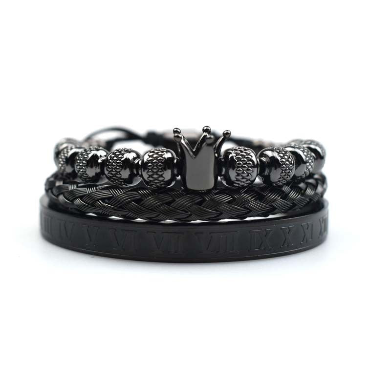 Luxury Roman Royal Crown Charm Bracelet for Men