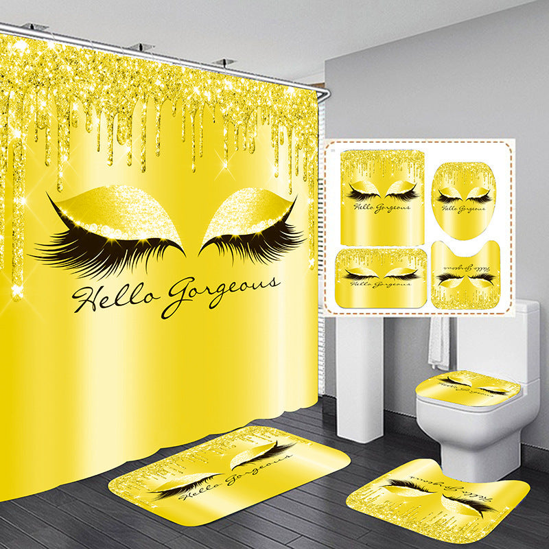 Full Polyester 3D Printing Eyelash Bathroom Partition Shower Curtain