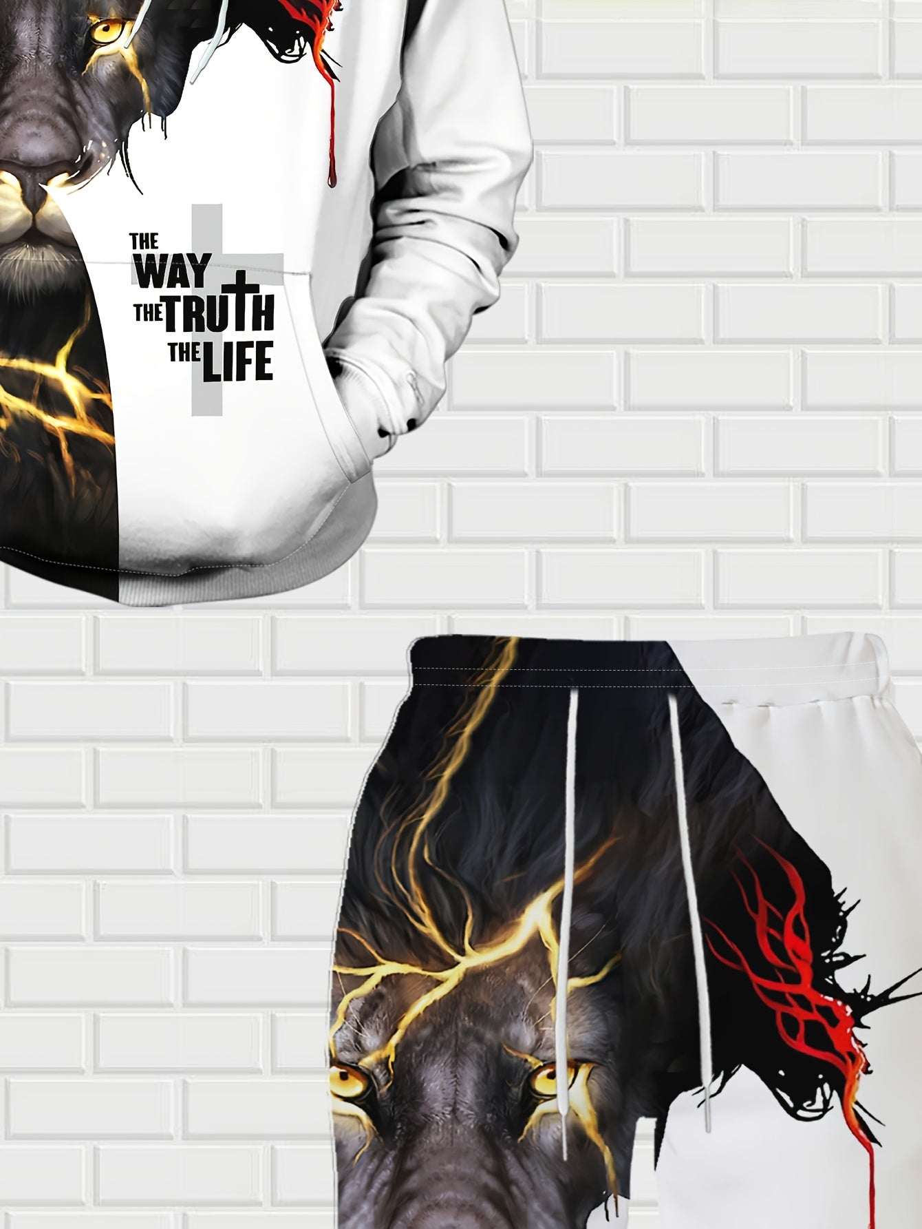 3D Printed Men's Casual Fashion Hoodie Set