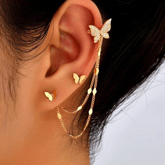 Exquisite Asymmetric Butterfly Stud Earrings – Vintage Elegant Style