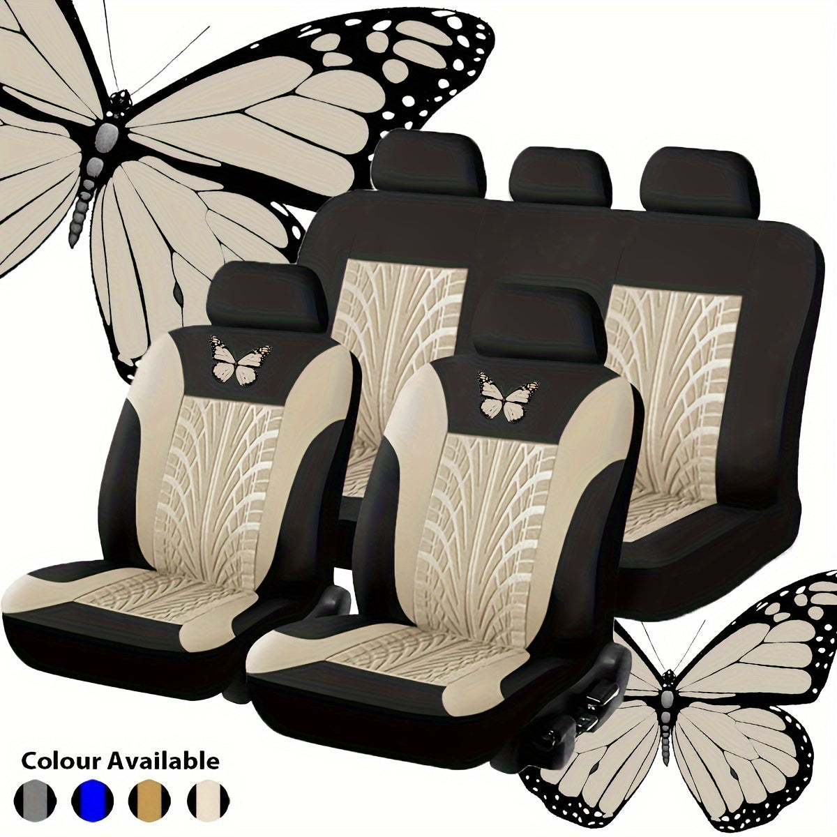 Full Set Red Universal Butterfly Embroidery Car Seat Cover