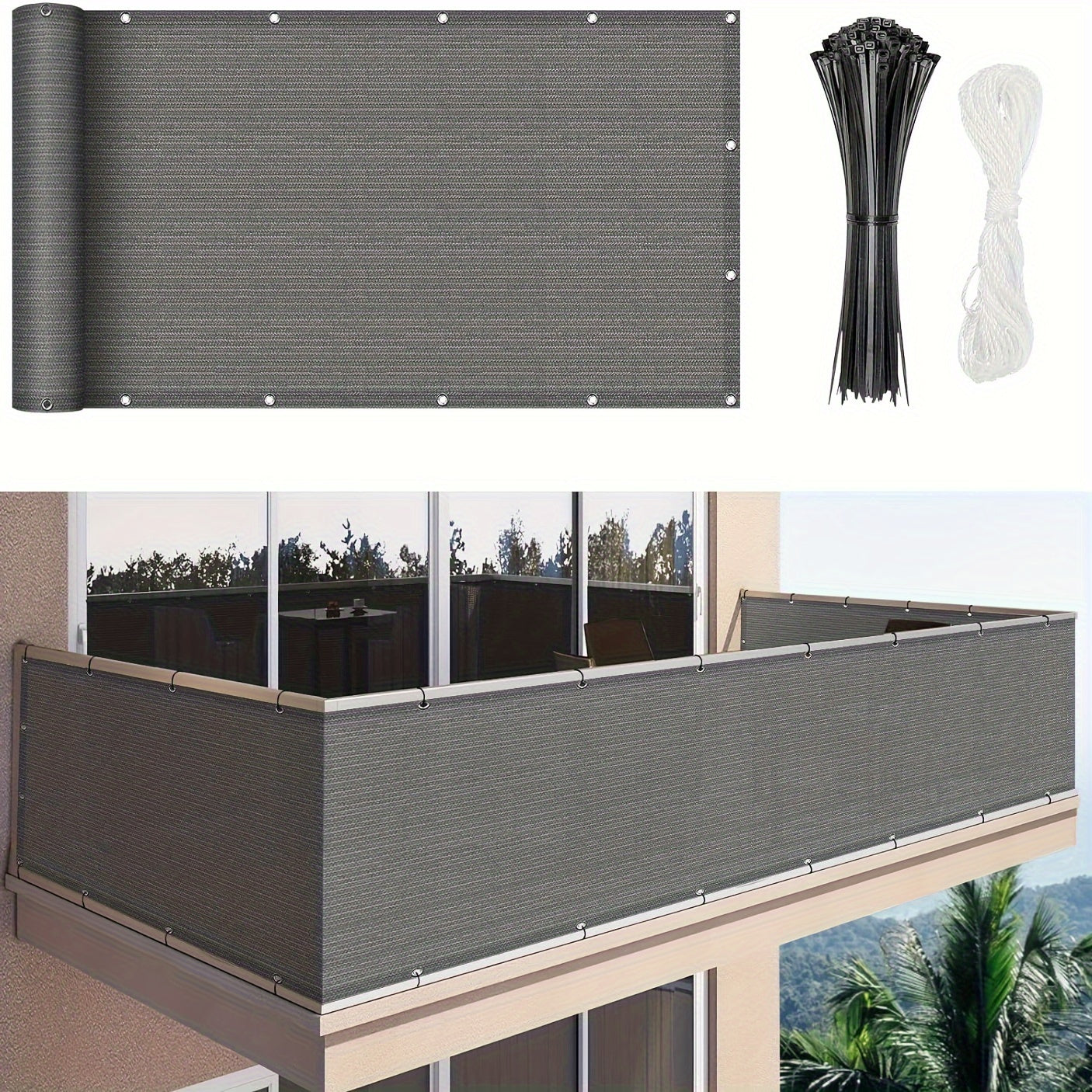 [3x16ft Privacy Screen Fence Cover Net – Windproof, Sun Shade Outdoor Protection]