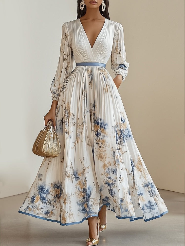 European And American Print Holiday Dress