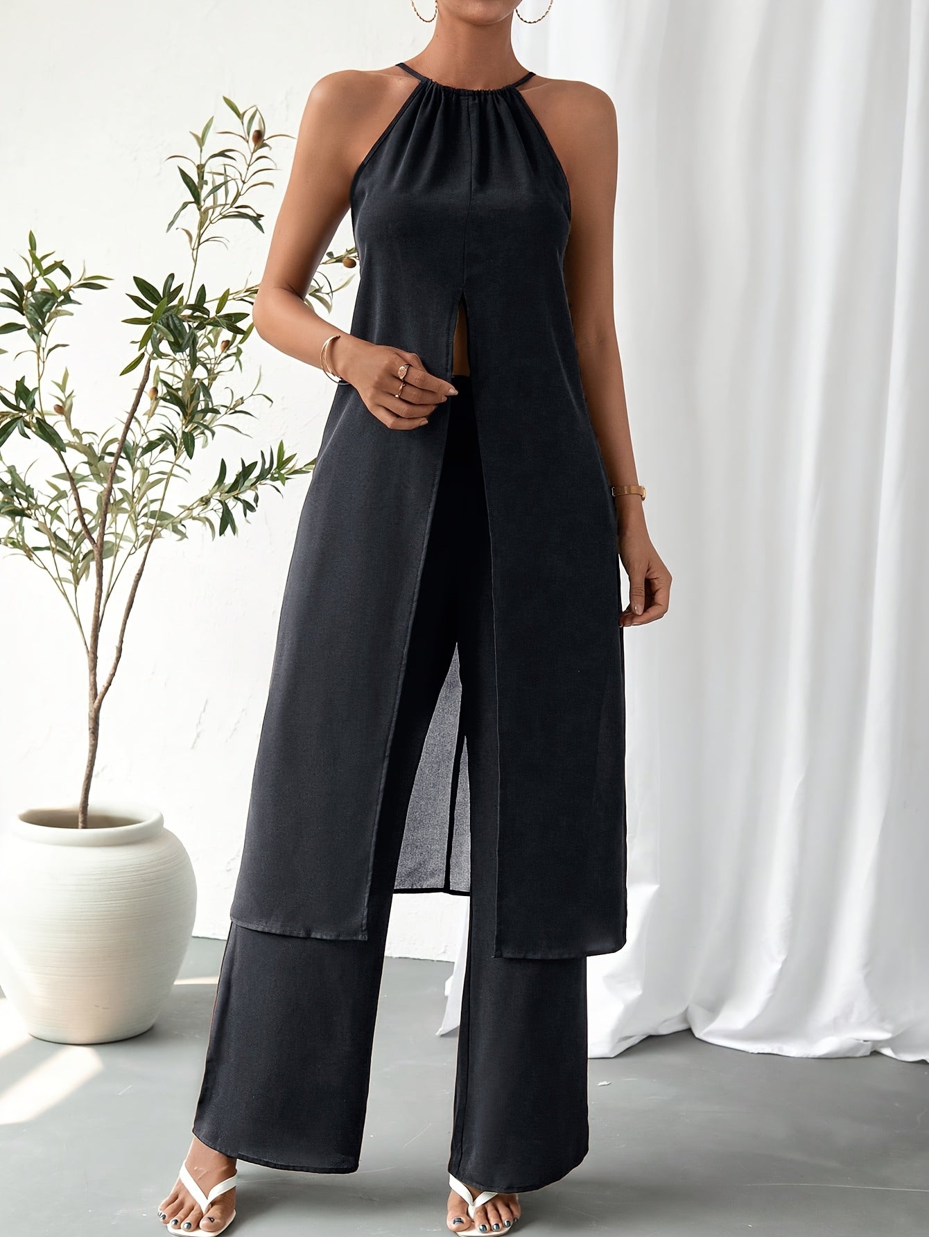 Elegant Casual Solid Color Women's Camisole 2pcs Set