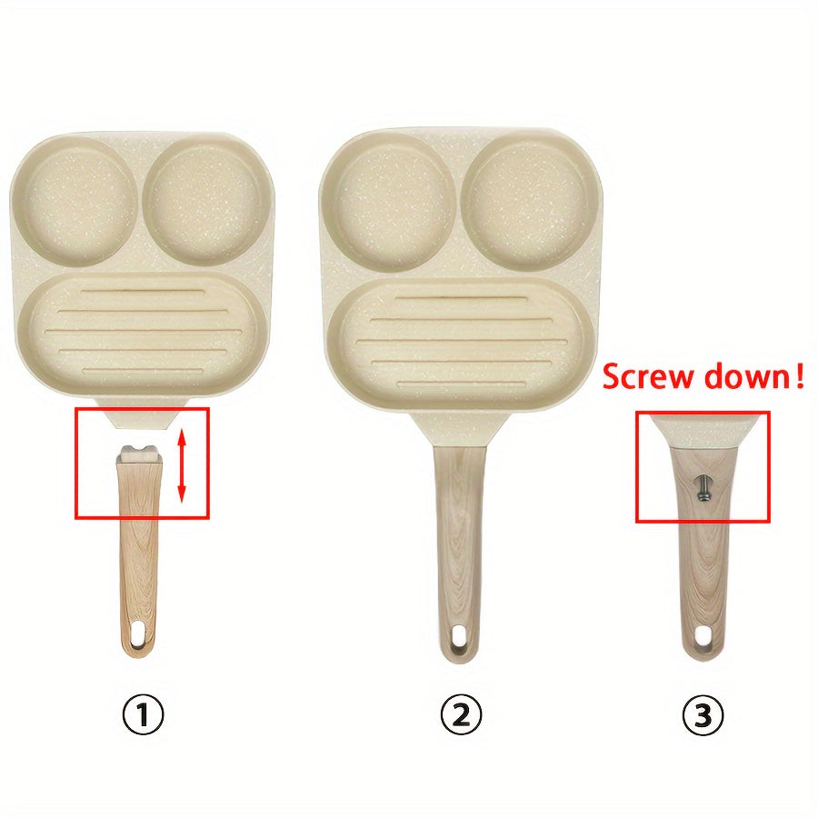 Non-Stick Aluminum Multi-Functional Compartment Pan with Wooden Handle