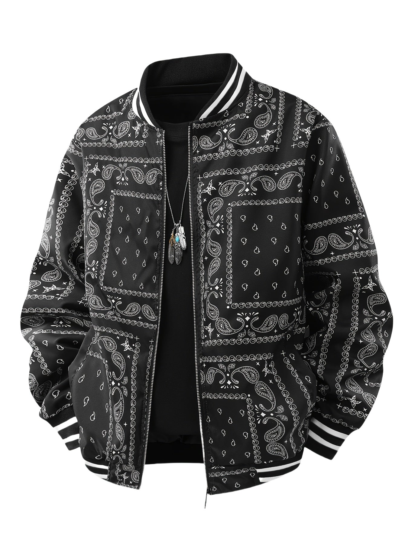 Men’s Vintage-Inspired Paisley Bomber Jacket
