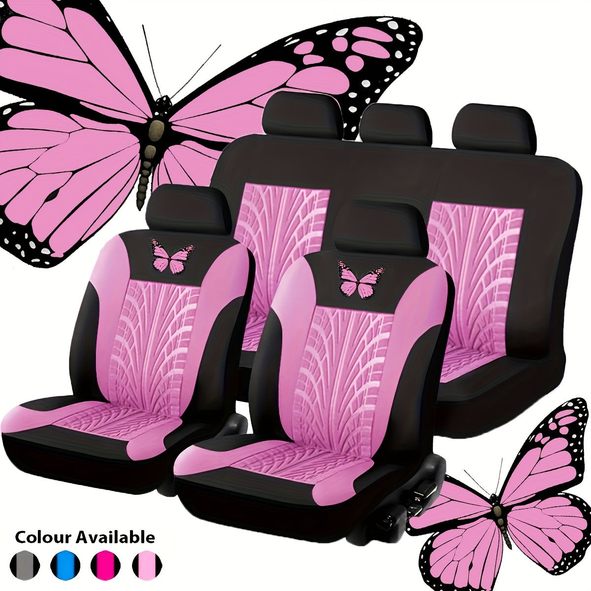 Full Set Red Universal Butterfly Embroidery Car Seat Cover