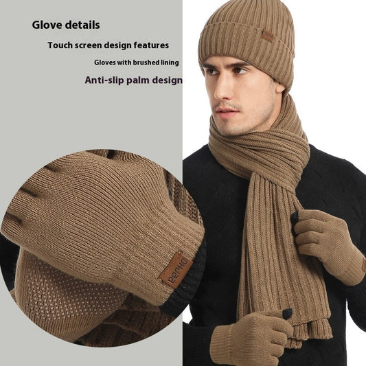 Men's & Women's 3-Piece Winter Set – Thick Knit Wool Hat, Scarf & Gloves