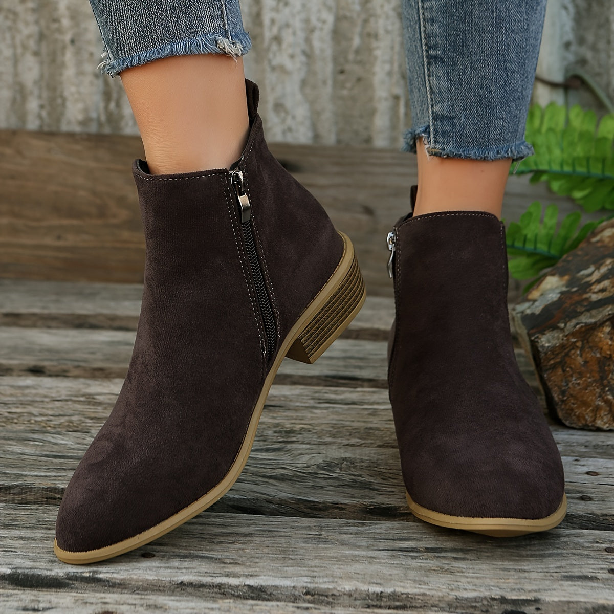 Step into Style and Comfort – Pointed Toe Ankle Boots with Chunky Heels