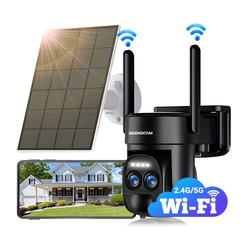 BEENOCAM 10× Zoom 360° Solar-Powered Security Camera