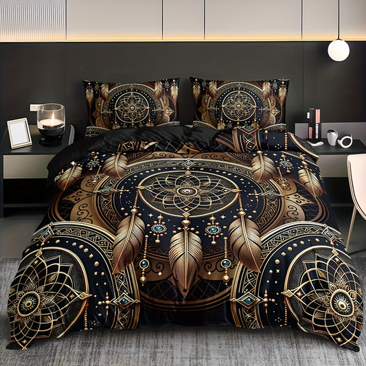 3-Piece Dreamcatcher Feather Tribal Duvet Cover Set
