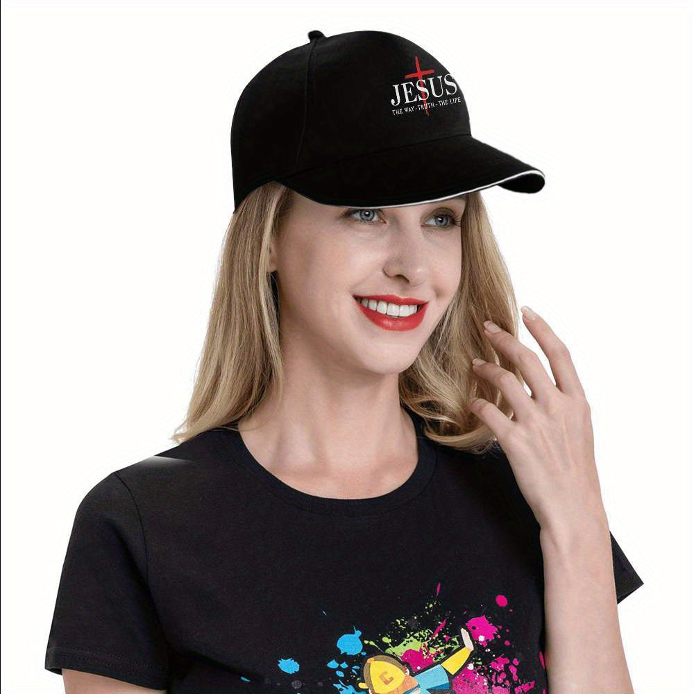 Jesus The Way - Truth - The Life" Cross Pattern Printed Baseball Cap