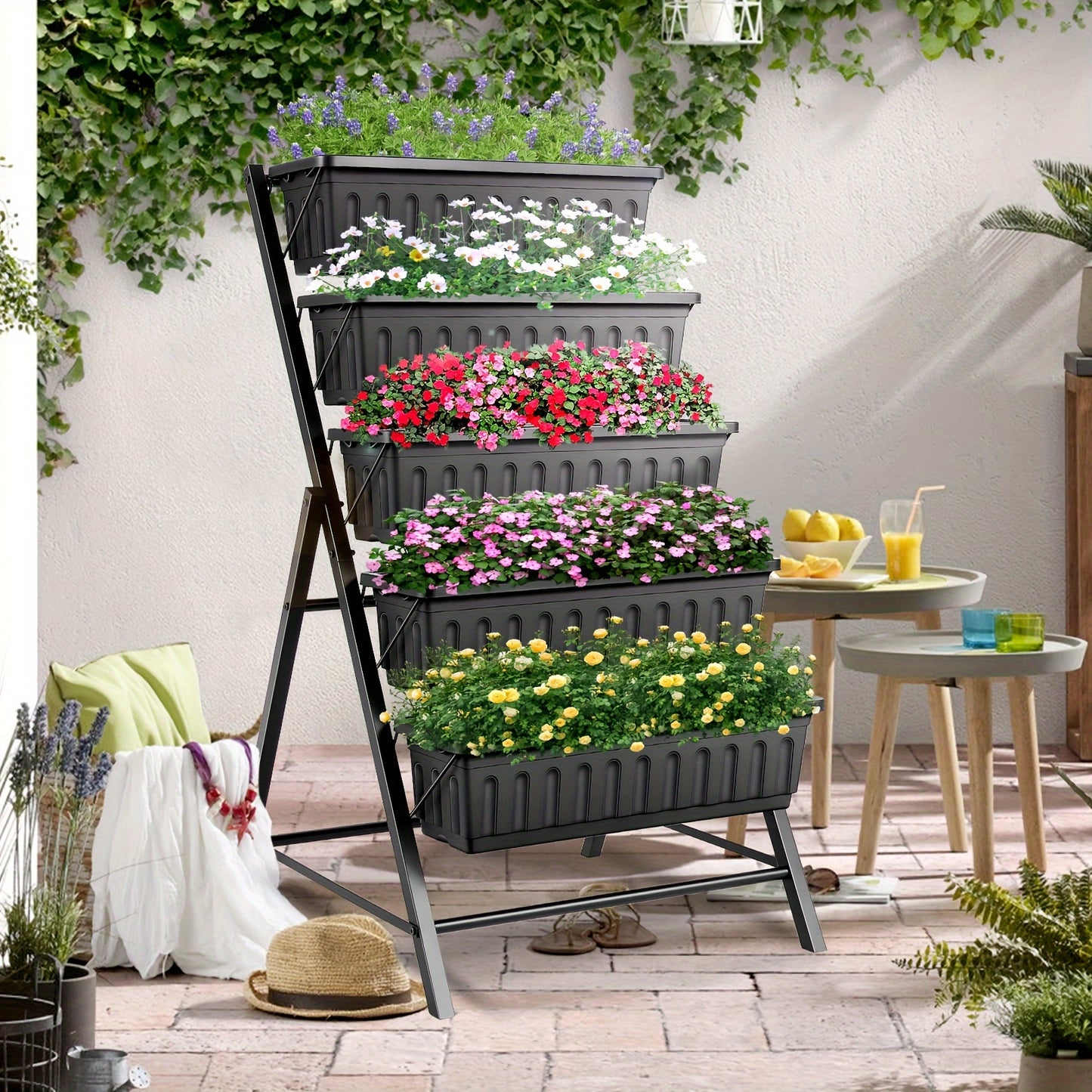 Homdox 5-Tier Vertical Raised Garden Bed Planter Box with Drainage Holes