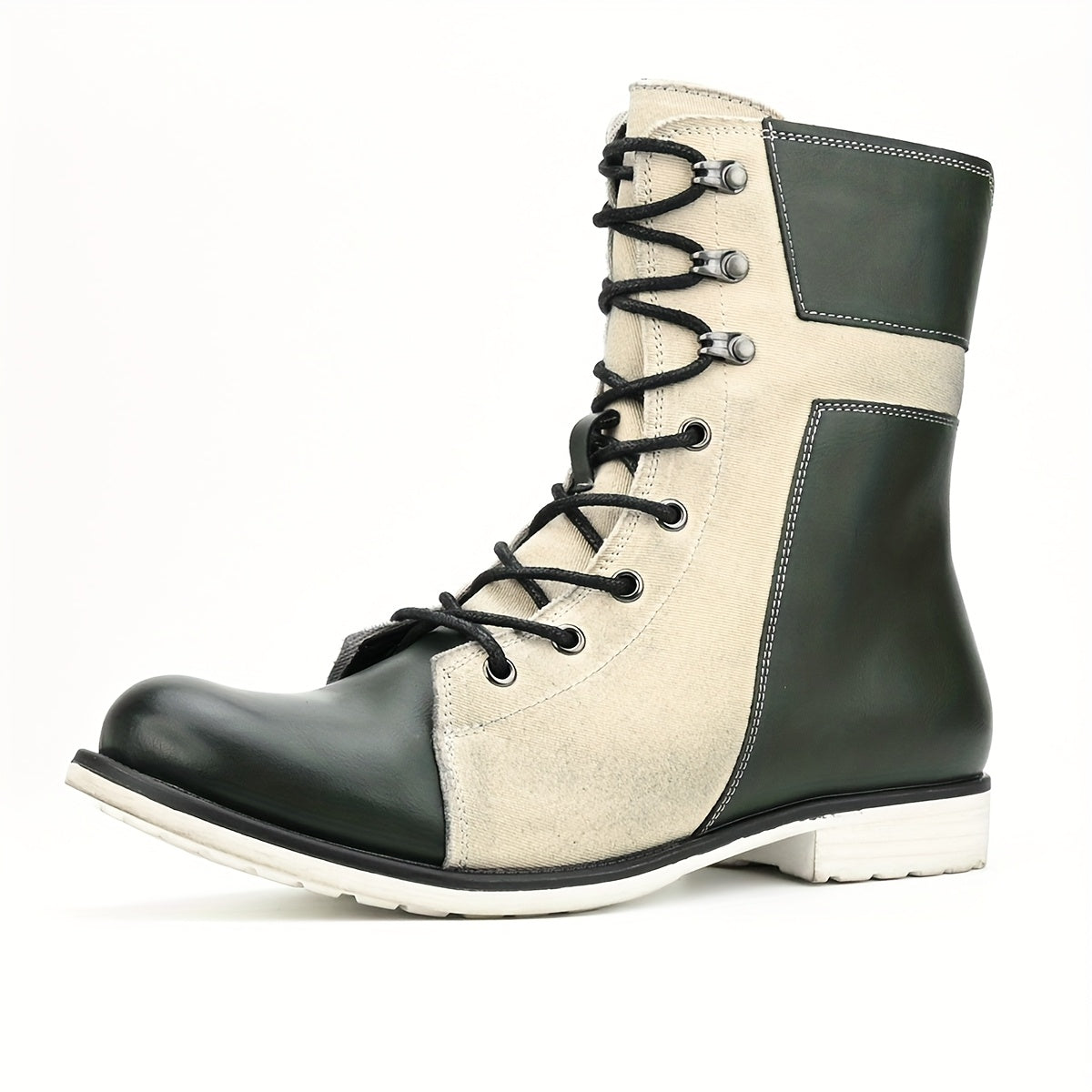 Retro Men British Style High Top Color Block Boots: